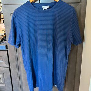 Norse Projects Men's Striped Short Sleeve Blue T-Shirt // Size XL